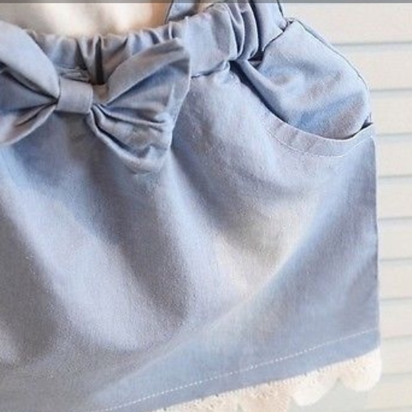 👧🏼🆕Blue🎀front suspenders dress& top eyelet - Picture 6 of 8